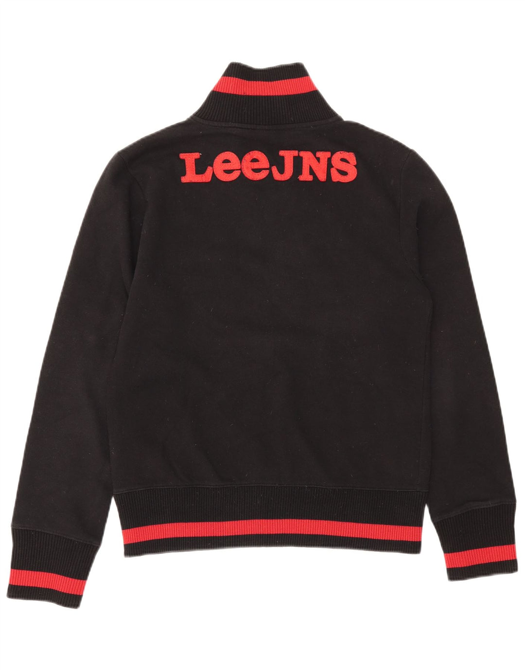 LEE Mens Graphic Zip Neck Jumper Sweater Medium Black Colourblock Cotton
