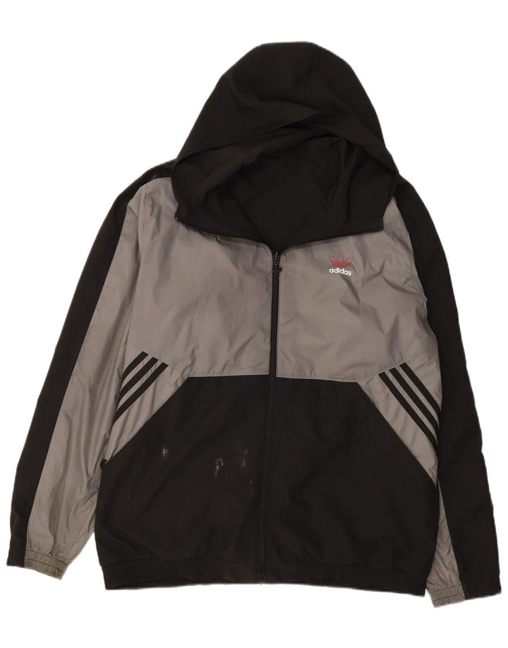ADIDAS Mens Hooded Reversible Jacket UK 40 Large Black Polyester