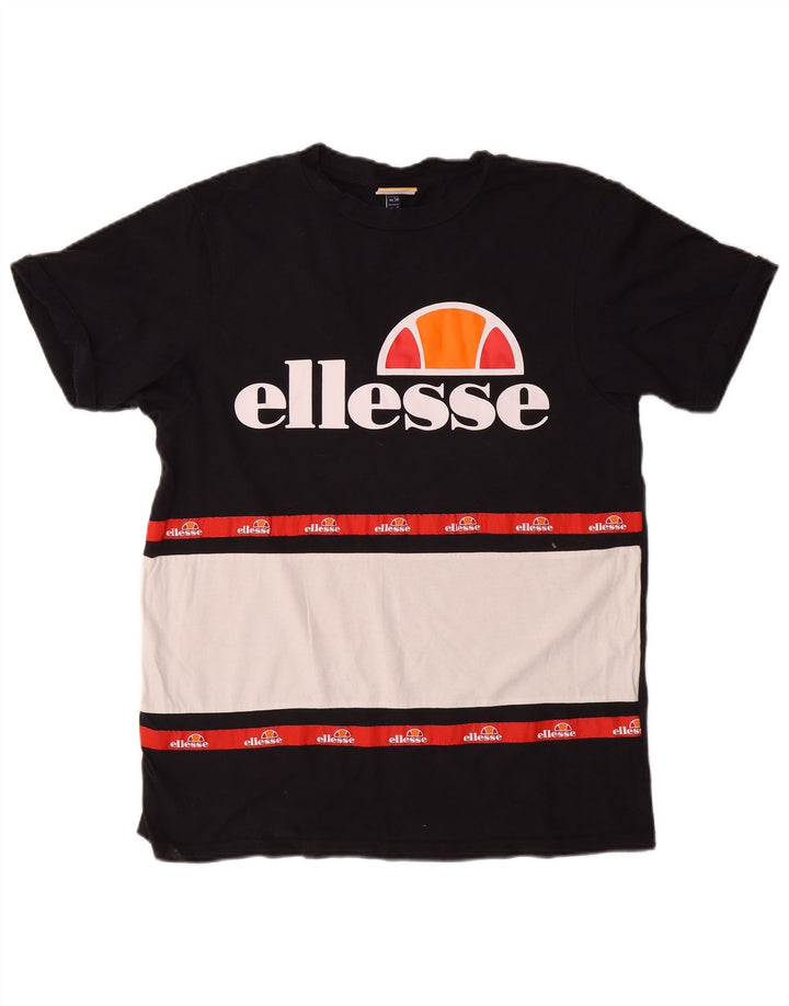 ELLESSE Ženska grafička majica kratkih rukava UK 10 Small Black Colourblock Pamuk
