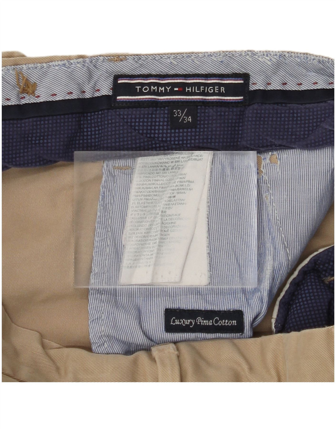 TOMMY HILFIGER Muške uske chino hlače W33 L34 Bež pamuk