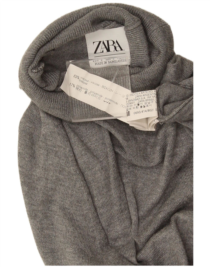 Zara ženski pulover s rol izrezom UK 10 Mala siva viskoza