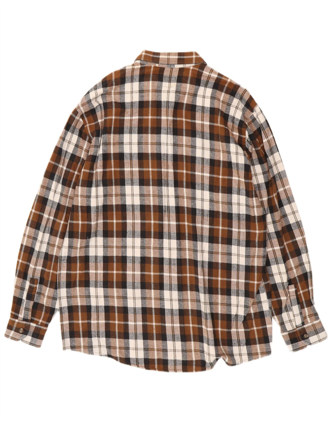 EUROPSKI PROJEKT Muška flanelska košulja, velika smeđa karirana pamuk