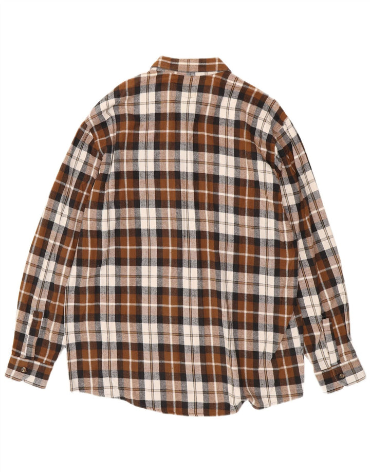 EUROPSKI PROJEKT Muška flanelska košulja, velika smeđa karirana pamuk