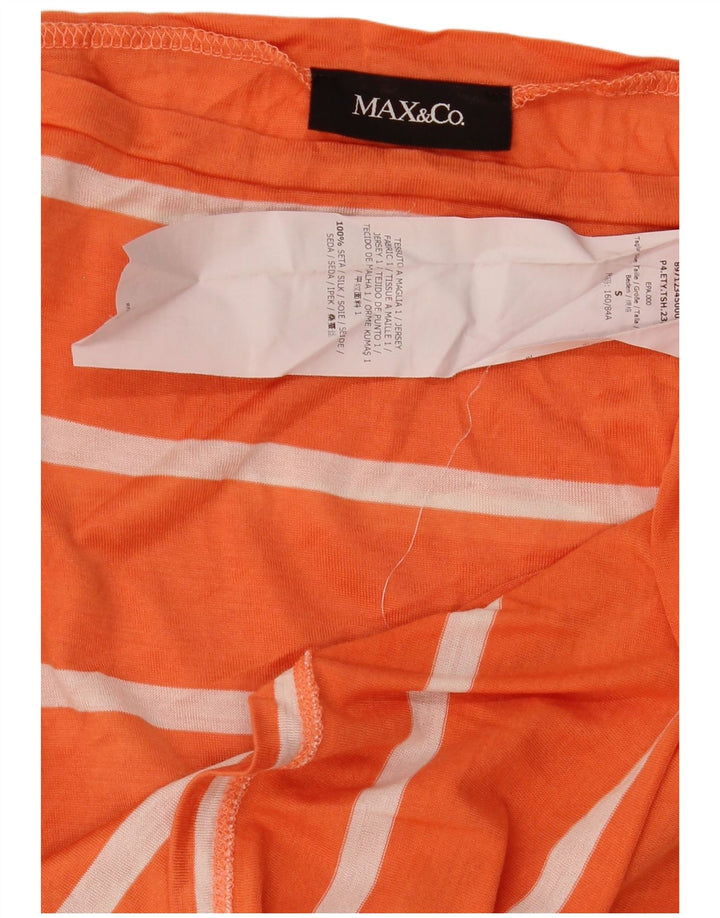 Max & Co. Ženska majica s 3/4 rukavima UK 10 Mala narančasta prugasta svila