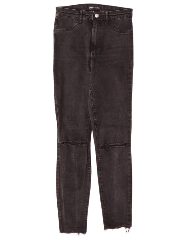 Zara ženske uske traperice s otkinutim izgledom EU 36 XS W26 L27 Crne moderne