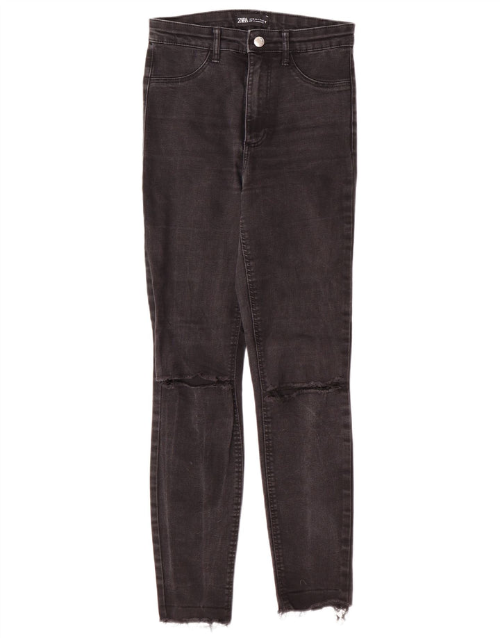 Zara ženske uske traperice s otkinutim izgledom EU 36 XS W26 L27 Crne moderne