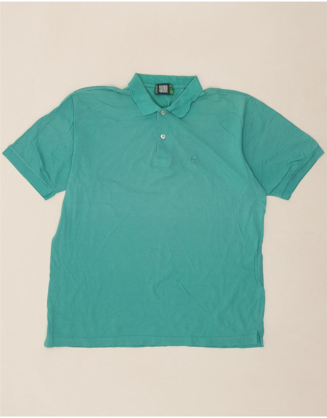 SERGIO TACCHINI Mens Polo Shirt Large Turquoise Vintage Sergio Tacchini and Second-Hand Sergio Tacchini from Messina Hembry 