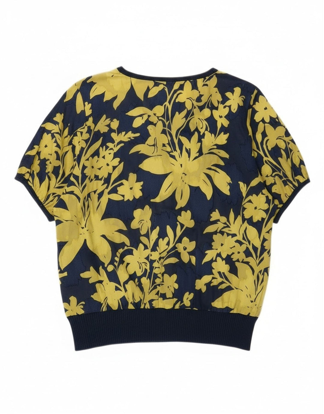 Vintage gornji dio ženske bluze IT 48 XL tamnoplavi cvjetni pamuk