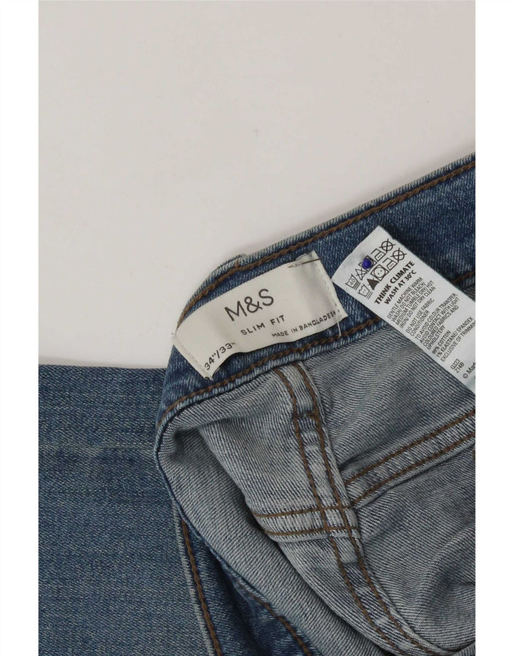 Marks & Spencer Muške uske traperice W34 L33 Plavi pamuk