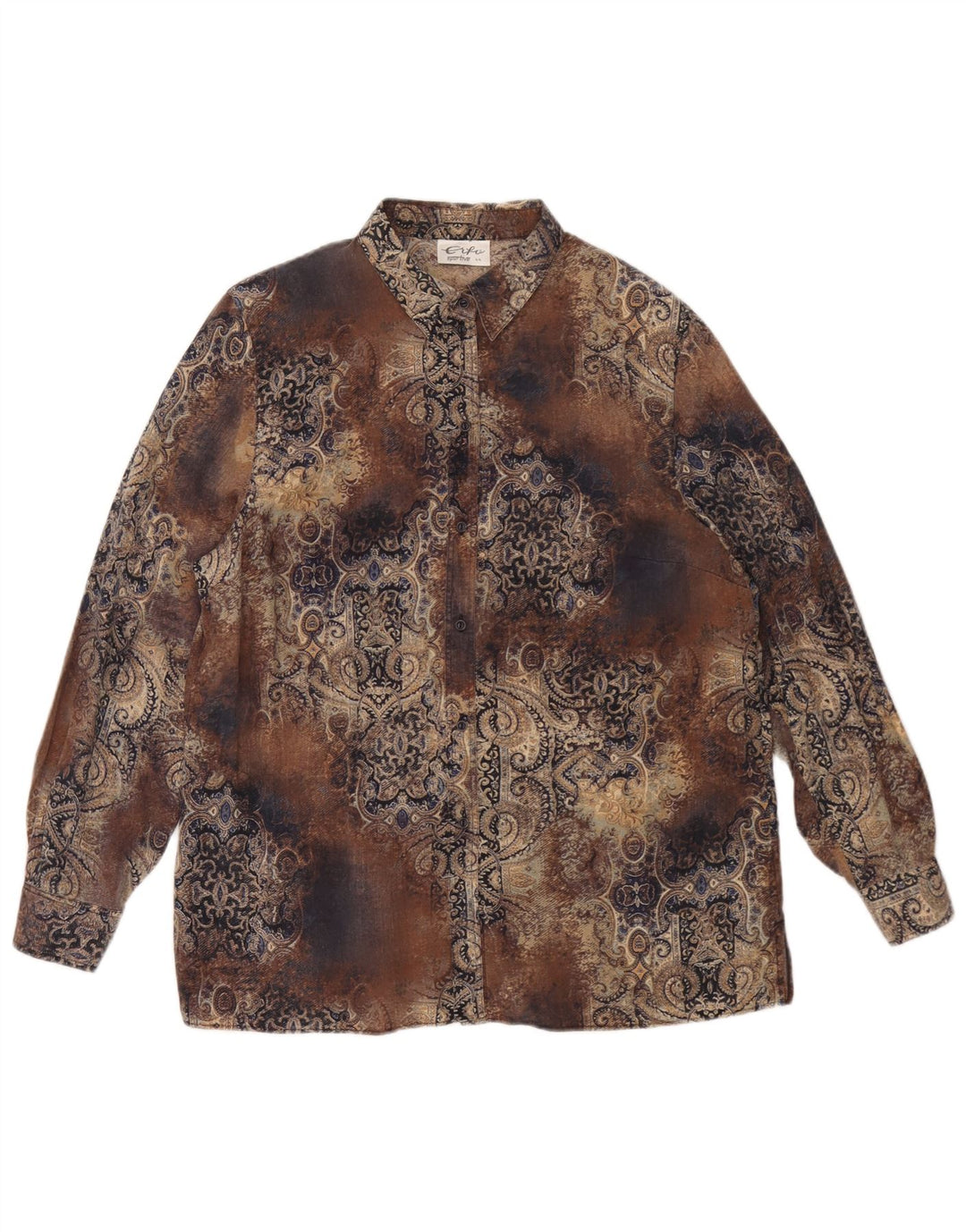 Vintage ženska prevelika košulja IT 44 Srednje smeđa Paisley Tencel
