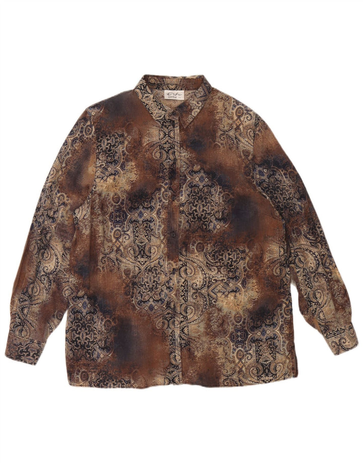 Vintage ženska prevelika košulja IT 44 Srednje smeđa Paisley Tencel