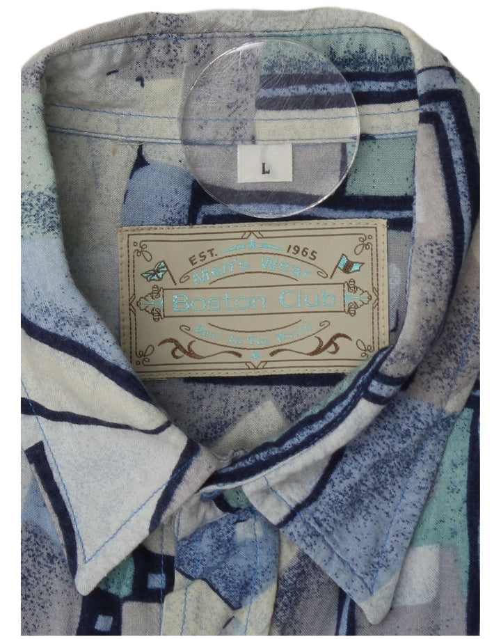 Boston muška majica kratkih rukava velika plava geometrijska viskoza