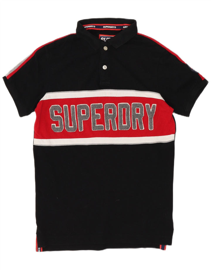 SUPERDRY muška grafička polo majica srednje crne boje, pamuk