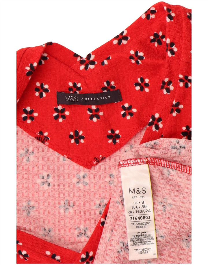Marks & Spencer Top ženska bluza UK 8 Mali crveni cvjetni pamuk