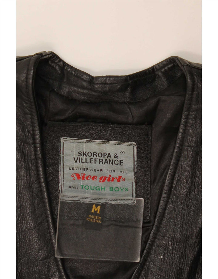 Vintage ženska kožna jakna UK 12 srednje crne kože