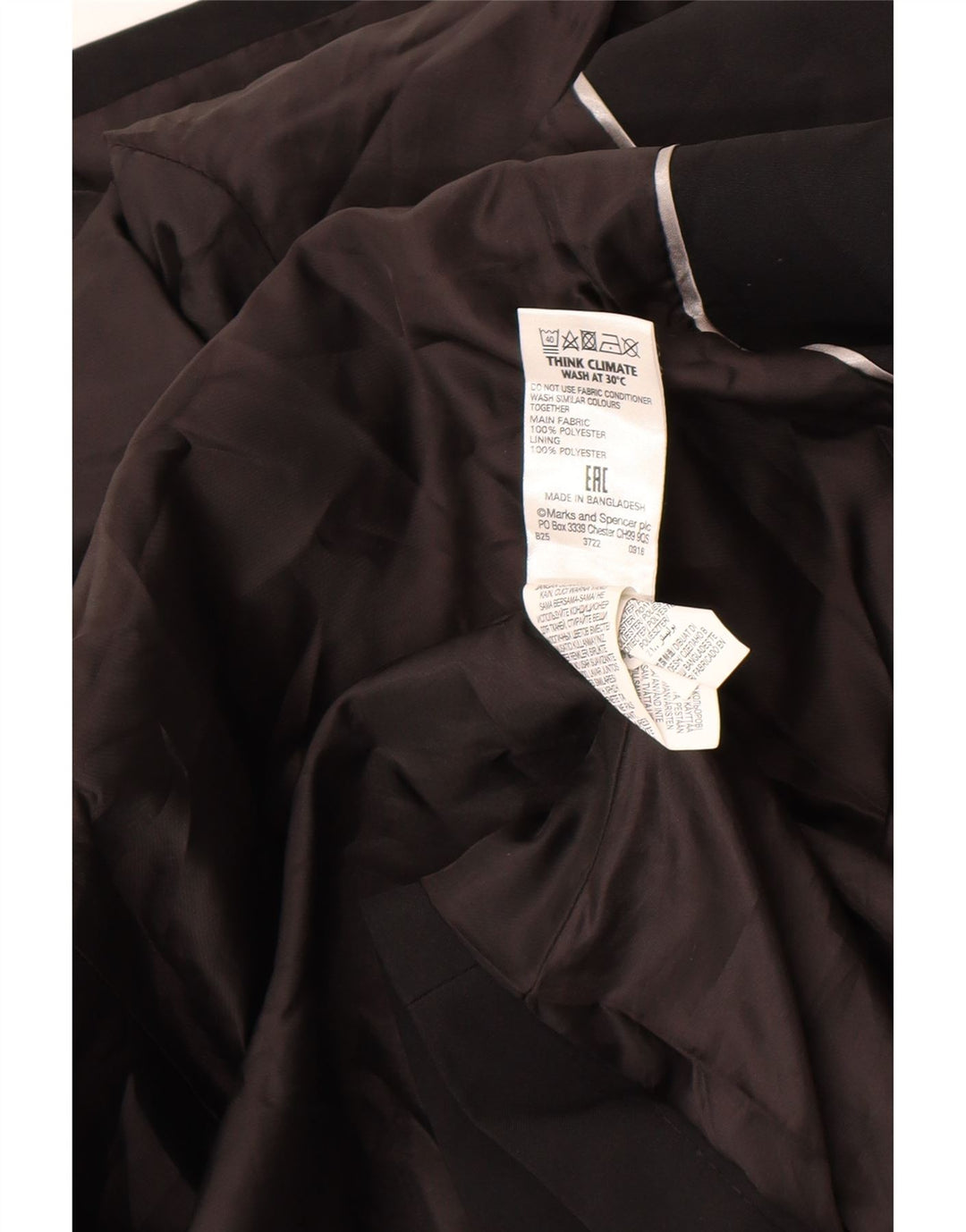 Marks & Spencer ženski trenč kaput UK 16 veliki crni poliester