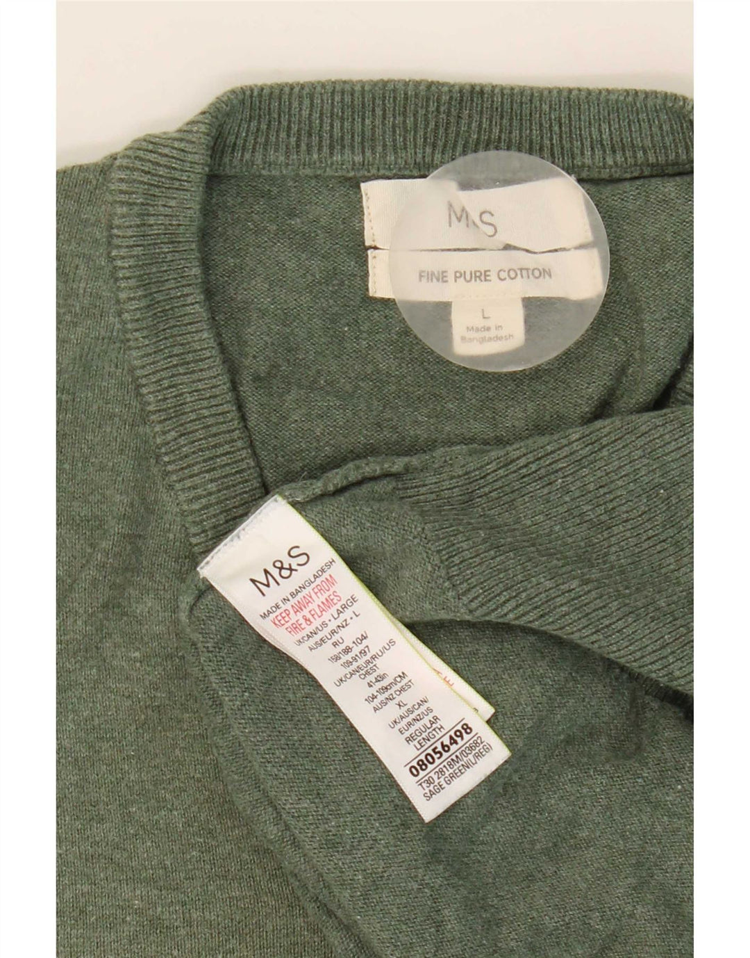 Marks & Spencer muški pulover s V-izrezom, veliki zeleni pamuk