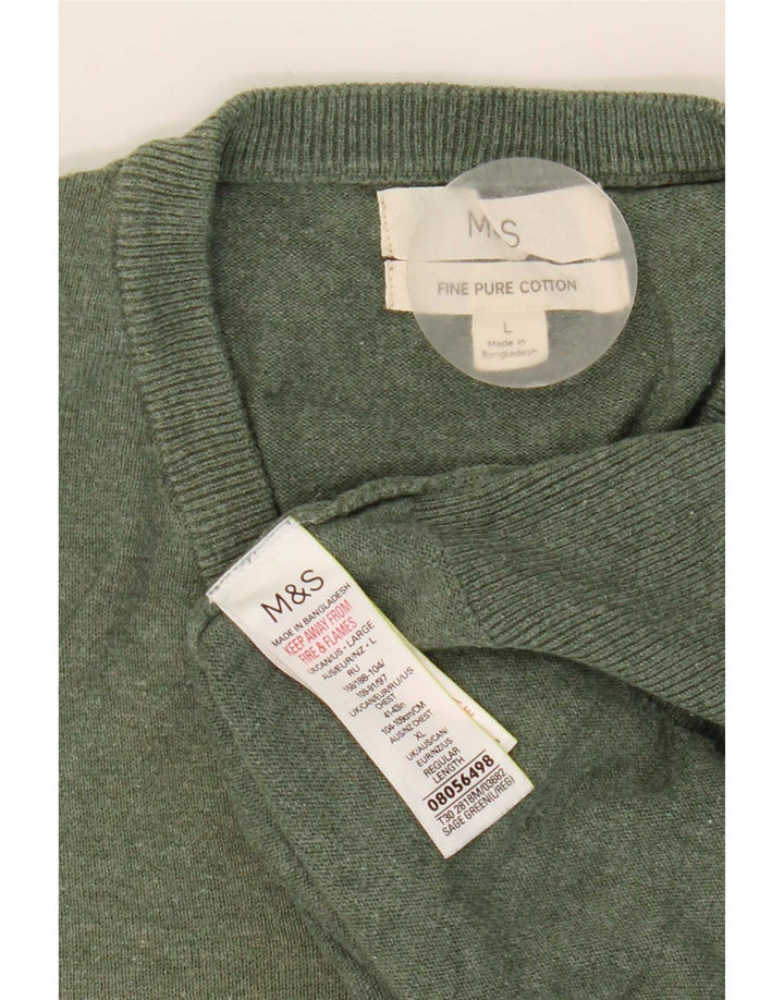 Marks & Spencer muški pulover s V-izrezom, veliki zeleni pamuk
