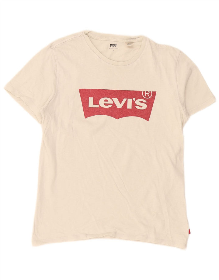 Gornja ženska majica kratkih rukava Levi's s velikim grafičkim motivima UK 10 Small White
