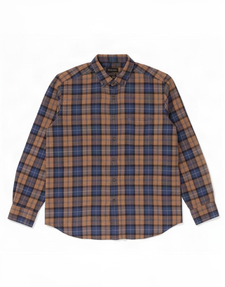 Muška košulja od flanela Massimo Dutti 2XL smeđa karirana