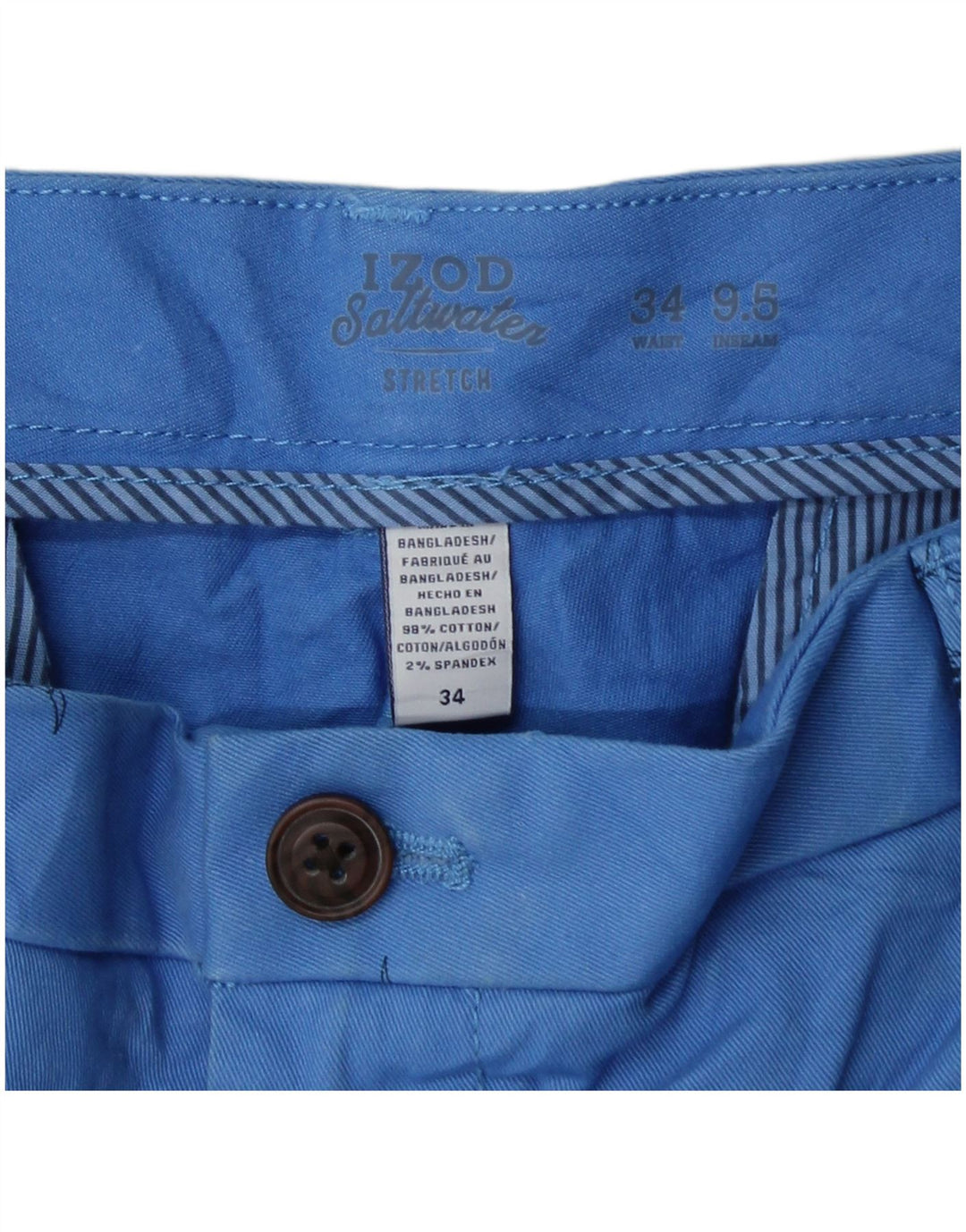 IZOD Muške kratke chino hlače sa slanom vodom W34 Pamuk s velikim plavim točkama