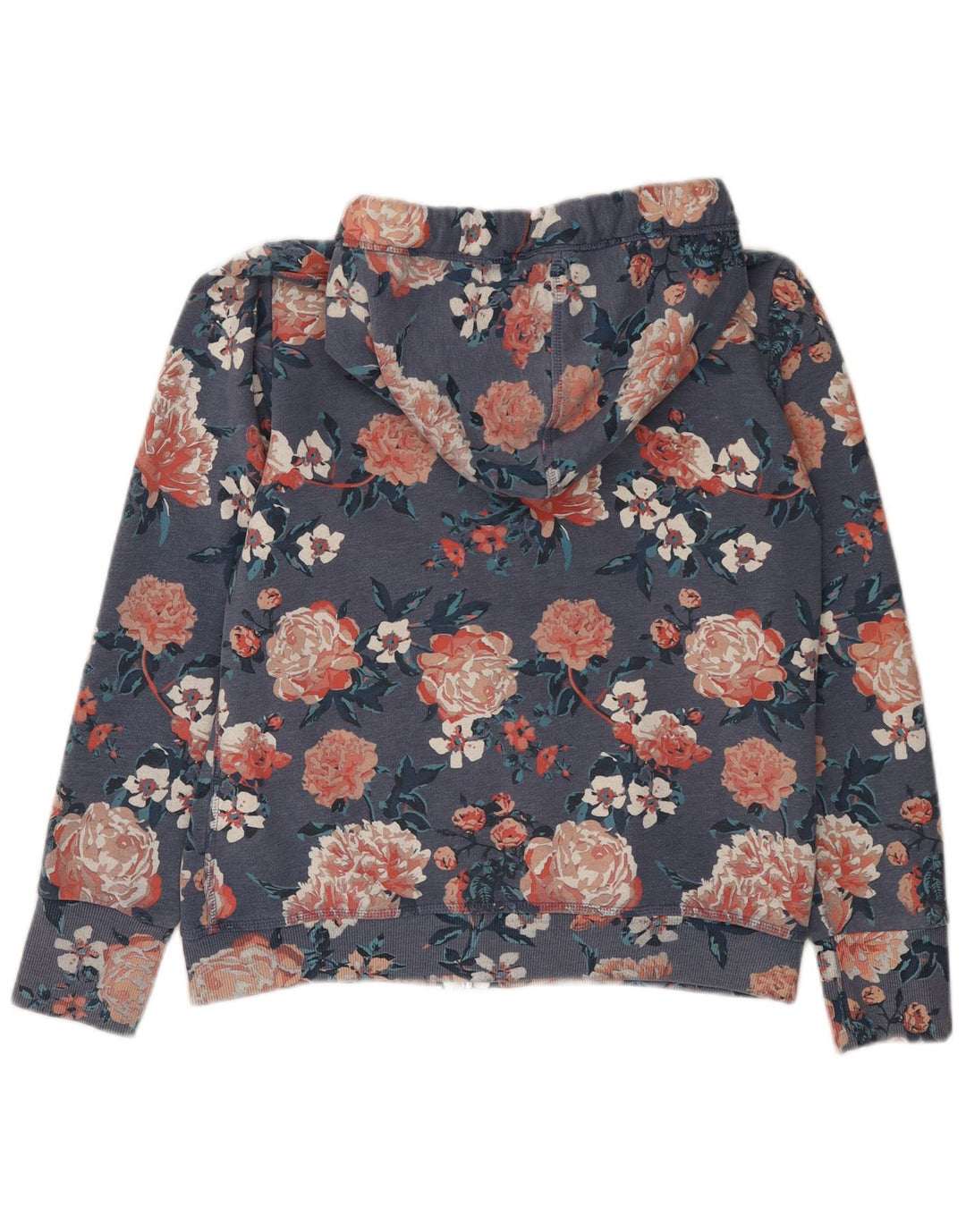 SUPERDRY ženski pulover s kapuljačom na patentni zatvarač UK 18 XL plavi cvjetni pamuk