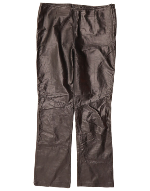 DANIER Ženske ravne kožne hlače UK 16 Large W34 L31 Crna koža