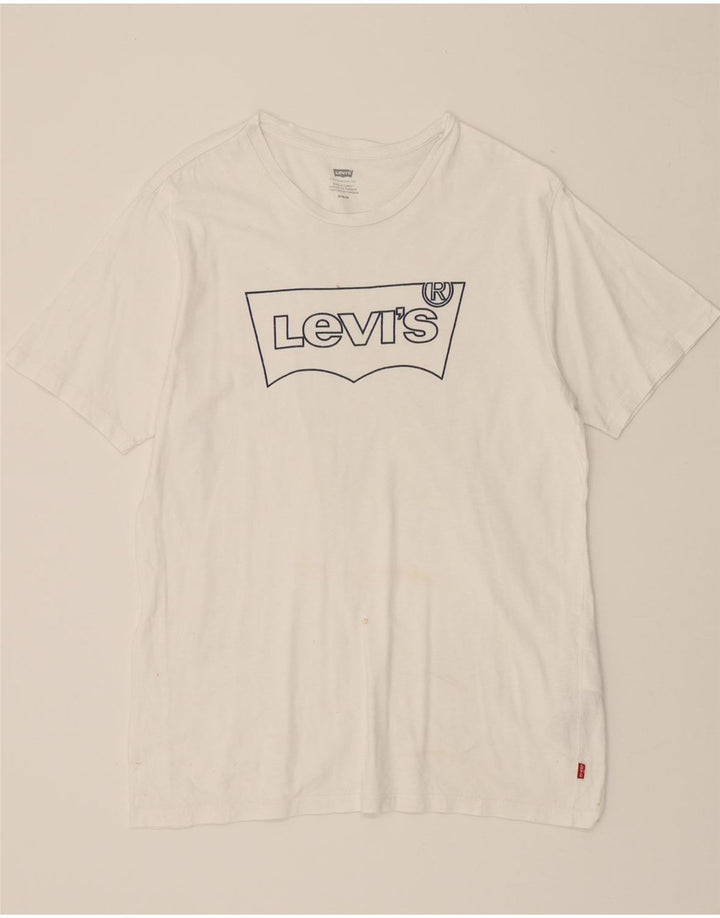 LEVI'S Mens Graphic T-Shirt Top Medium White Cotton Vintage Levi's and Second-Hand Levi's from Messina Hembry 