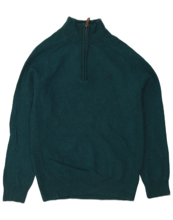 Crew Clothing Ženski pulover s izrezom s patentnim zatvaračem UK 12 Srednje zelena merino vuna