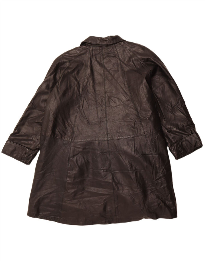 Vintage ženski preveliki kožni kaput IT 56 veliki crni kožni