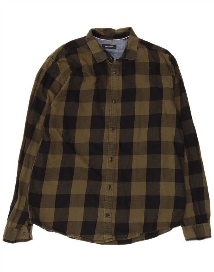 Jack & Jones muška flanelska košulja XL kaki karirani pamuk
