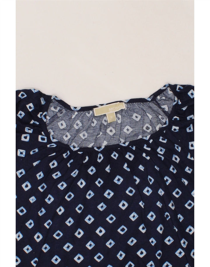 MICHAEL KORS Womens Crop Blouse Top UK 14 Medium Navy Blue Argyle/Diamond Vintage Michael Kors and Second-Hand Michael Kors from Messina Hembry 