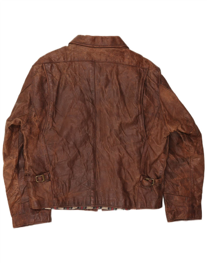 Americanino ženska prevelika kožna jakna UK 16 velika smeđa koža