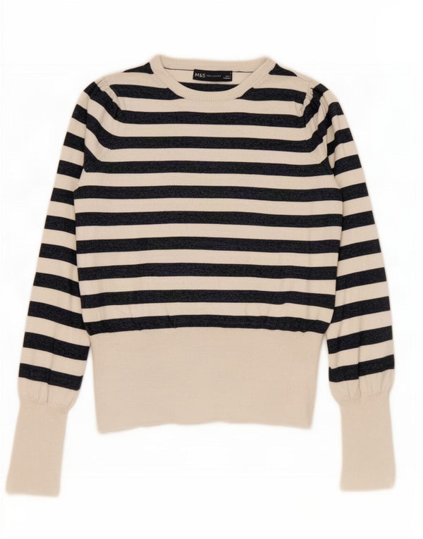 Marks & Spencer ženski džemper s veznim izrezom UK 10 Small Off White