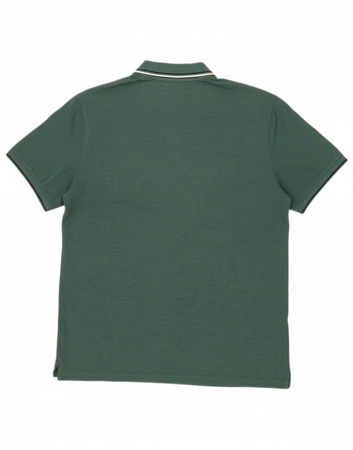 CHAMPION Mens Polo Shirt Large Green Cotton