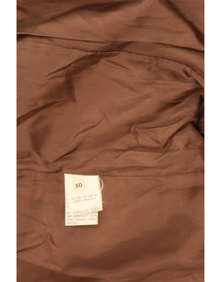 Vintage muški dvoredni vojnički kožni kaput IT 50 Large Brown