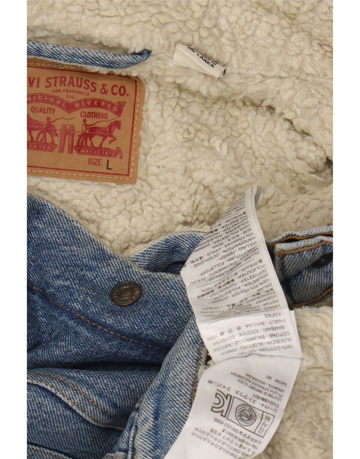 Levi's ženska traper šerpa jakna UK 14 veliki plavi pamuk