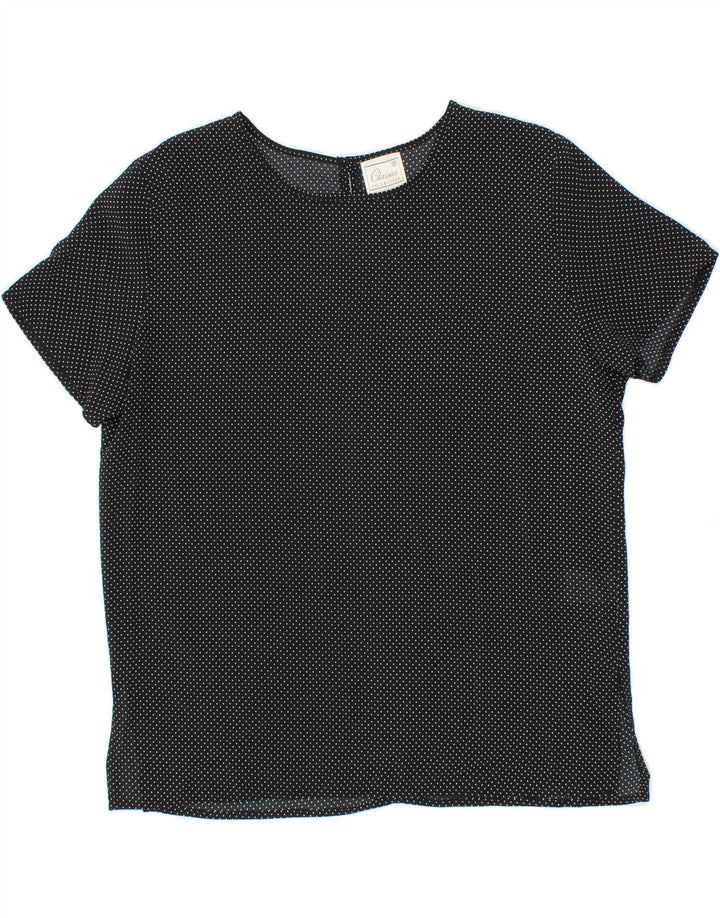 CLASSICS Womens Blouse Top UK 14 Large  Black Spotted Polyester Vintage Classics and Second-Hand Classics from Messina Hembry 