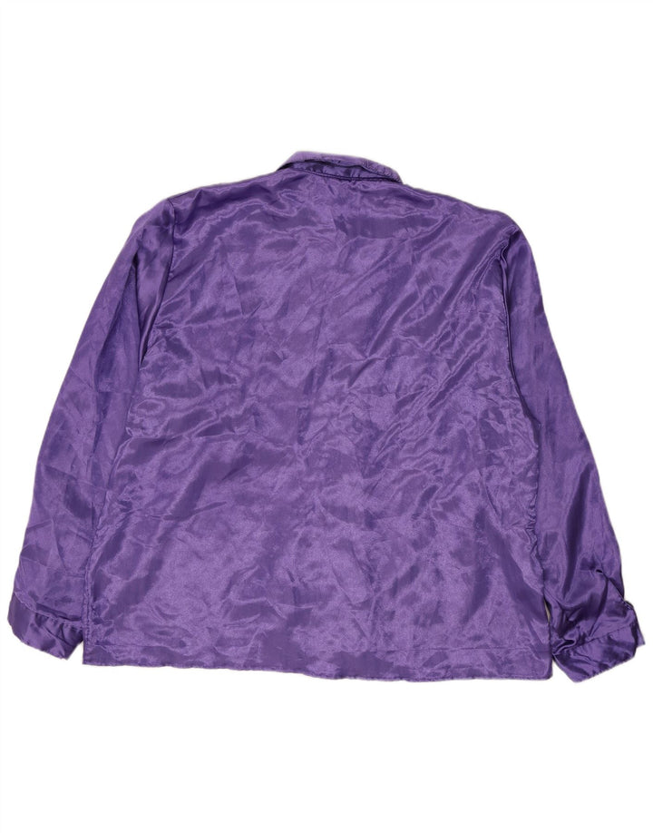 Vintage ženska bluza košulje s volanima IT 56 4XL ljubičasti poliester