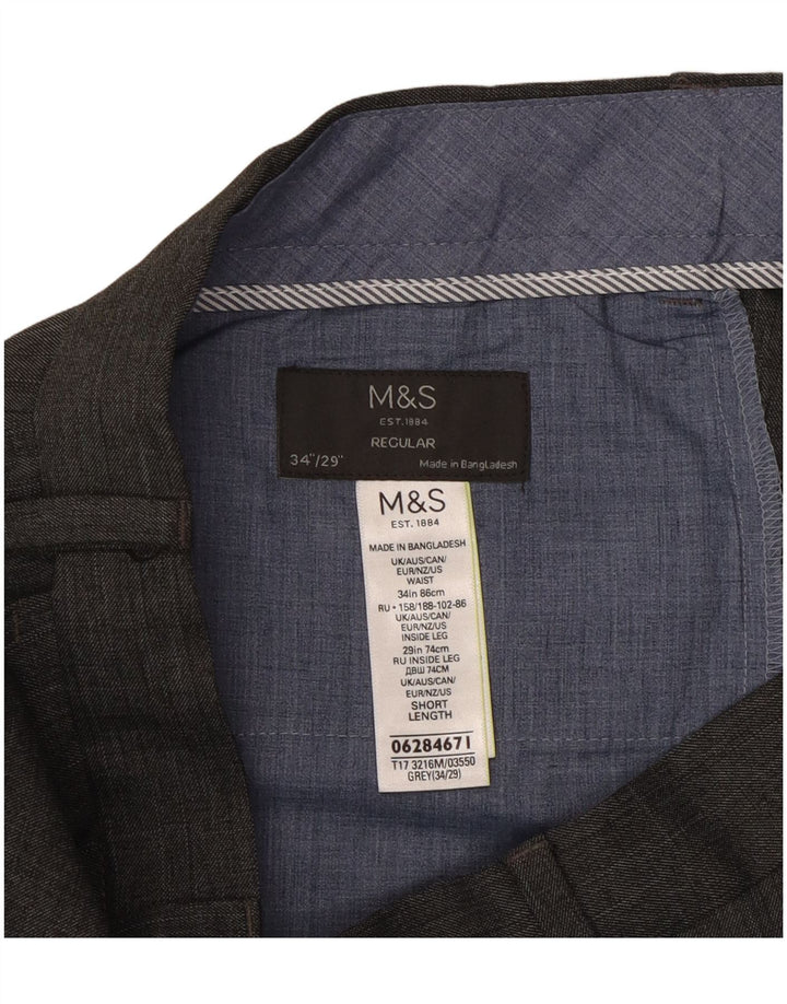 Marks & Spencer muške uobičajene hlače W34 L29 sivi poliester