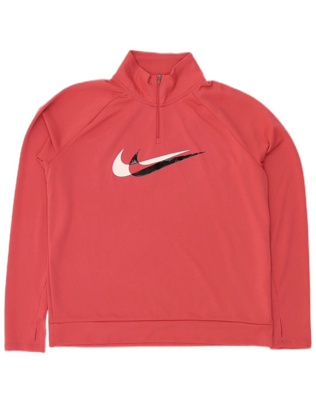 NIKE Ženska majica s kratkim izrezom Dri Fit Graphic Zip Deck Džemper UK 14 srednje ružičasta