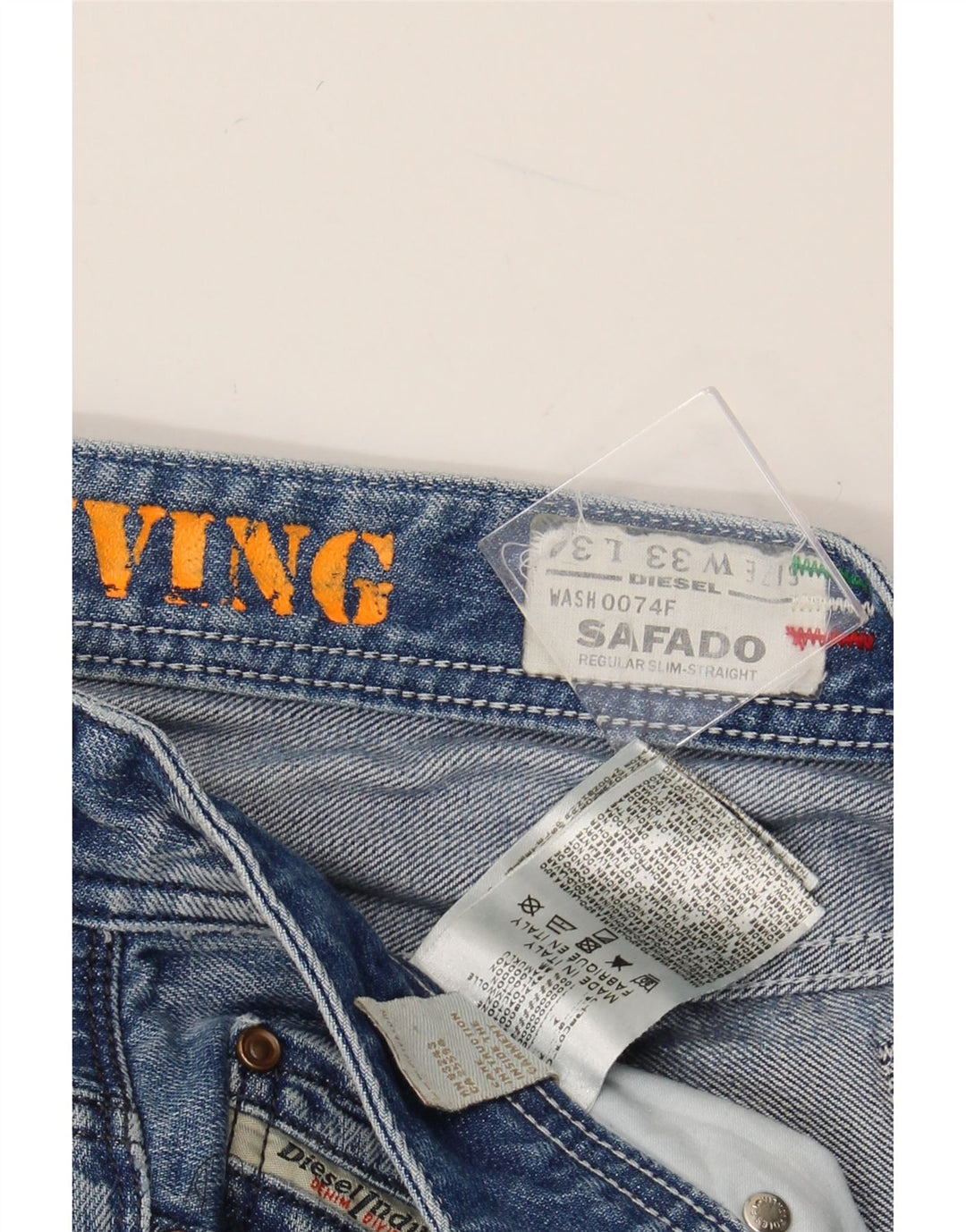 DIESEL Muške Safado Regular Slim Straight Traperice W33 L31 Plavi pamuk