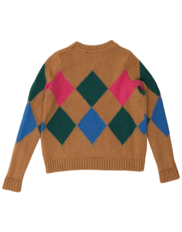 Boden ženski pulover s okruglim izrezom UK 10 Small Brown Argyle/Diamond