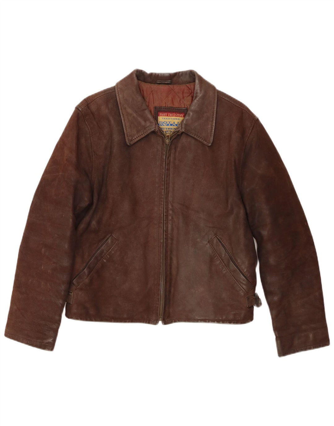 Vintage ženska kožna jakna UK 14 Srednje smeđa koža
