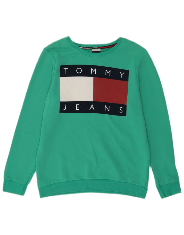 Tommy Hilfiger Ženski džemper s grafičkim motivima UK 16 Veliki zeleni pamuk