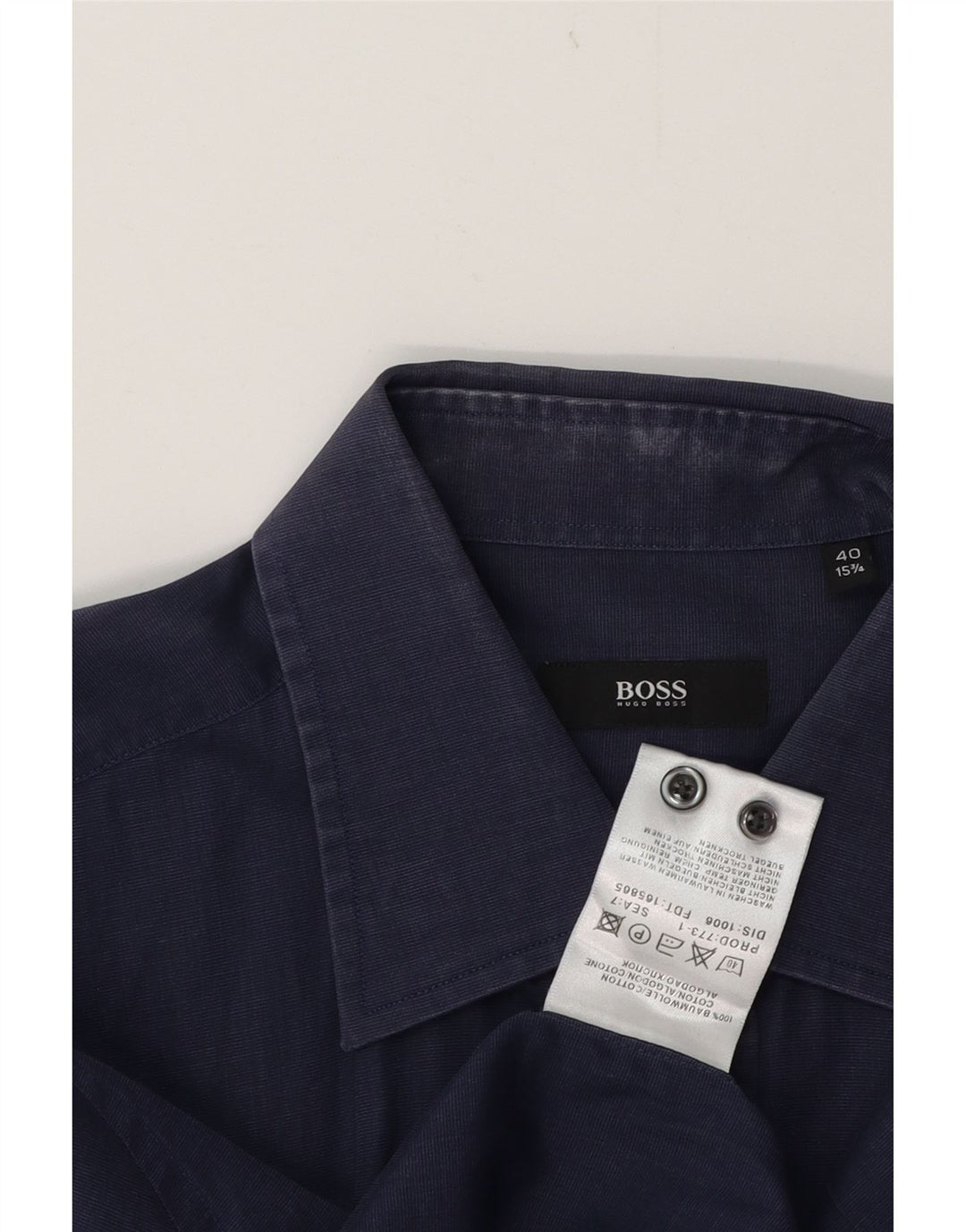 HUGO BOSS Mens Shirt Size 40 15 1/2 Medium Navy Blue Cotton