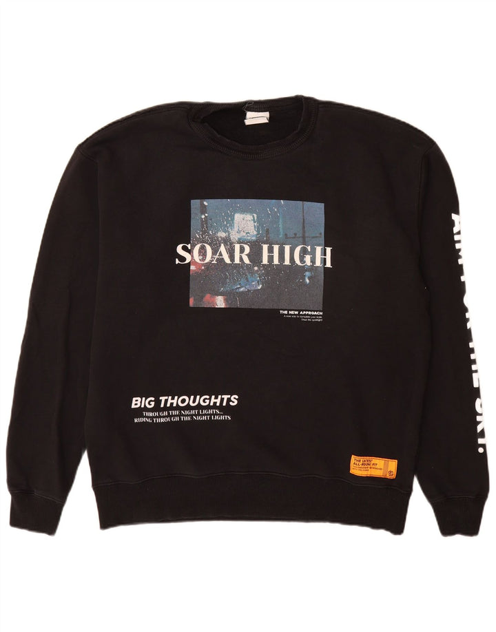 Veliki crni pamučni džemperi Zara Graphic Sweatshirt
