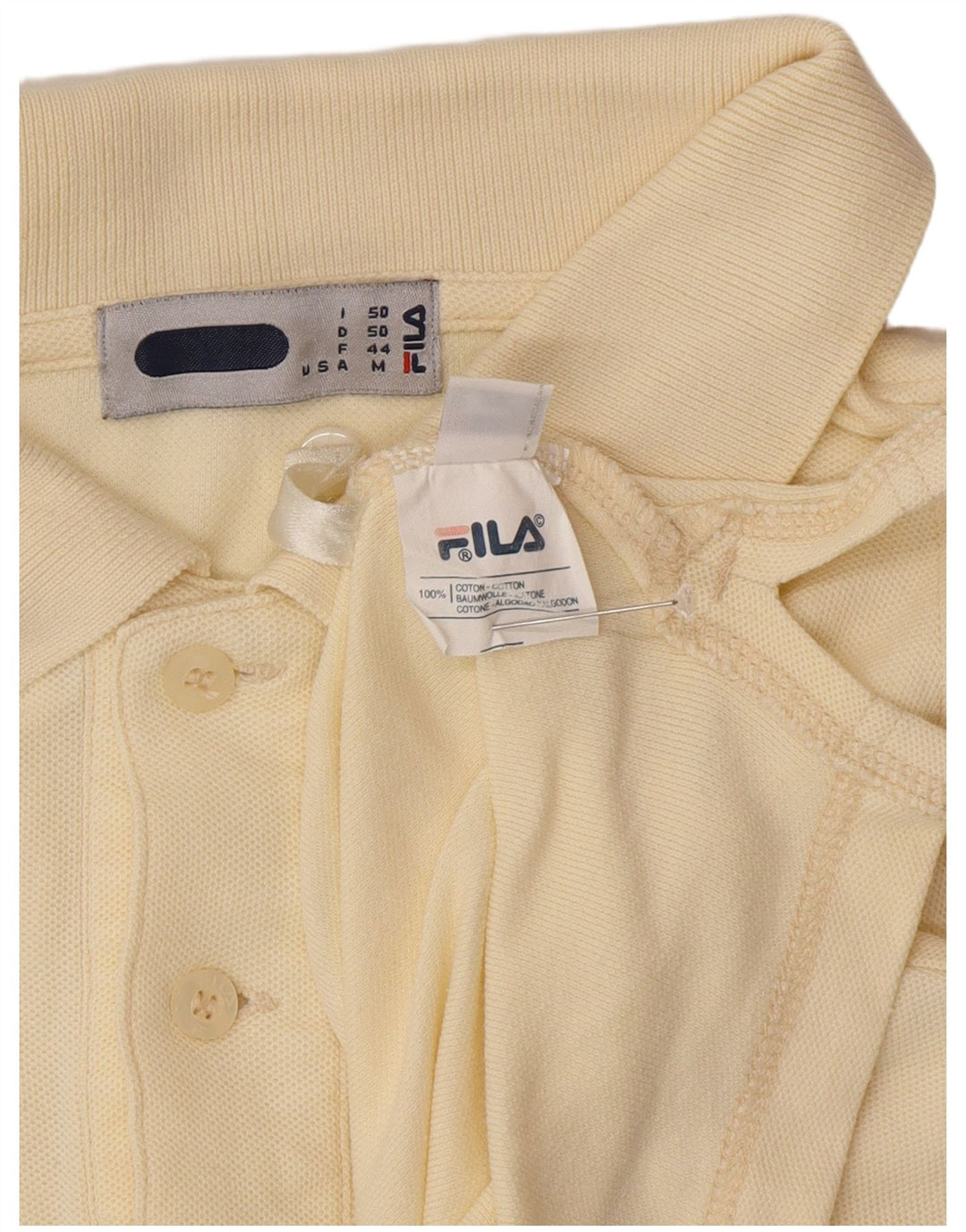 FILA Mens Polo Shirt IT 50 Large Yellow Cotton