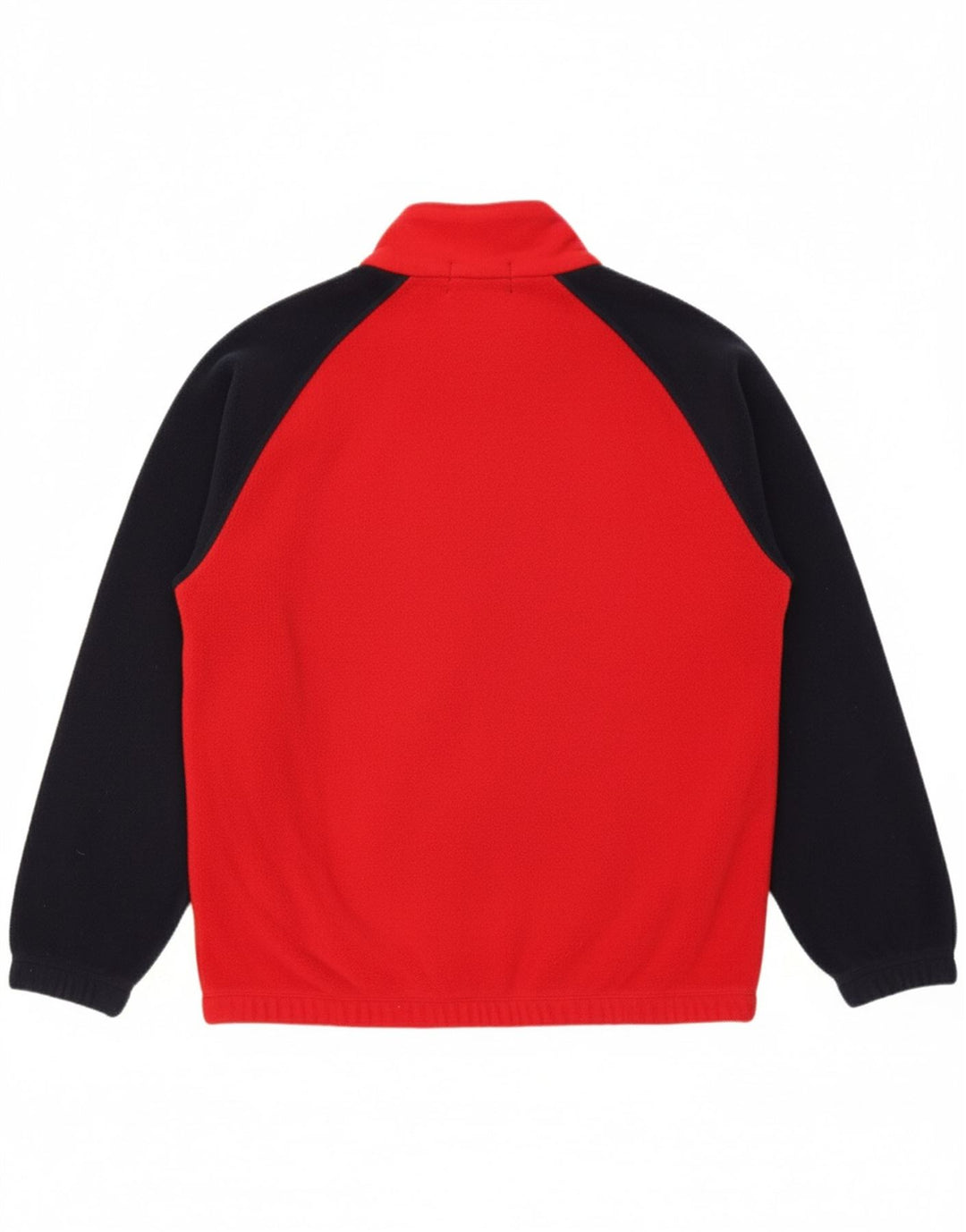 NAUTICA Mens Zip Neck Fleece Jumper Medium Red Colourblock