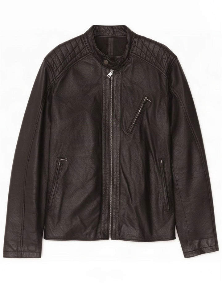 Conbipel Mens Leather Jacket Size 50 Large Black